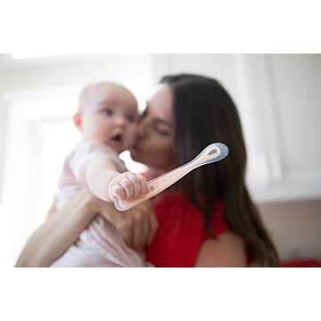 BEABA First Stage Baby Feeding Spoon Set, THE ORIGINAL Soft Tip Silicone Spoons for Babies, Gum Friendly BPA Lead Phthalate and Plastic Free, Great Gift Set (4 Pack), Neon