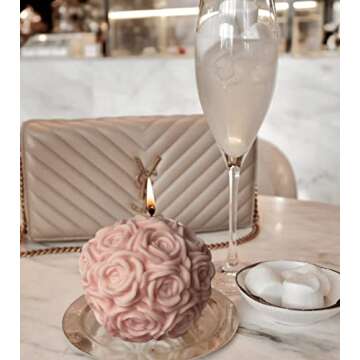 Pink Roses Candle Valentines day decorations, Pink Decor for Pink Room Aesthetic, Room Aesthetic Can...