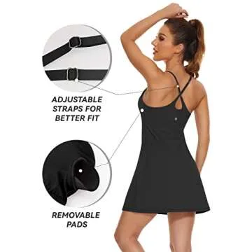 2-in-1 Women's Tennis Dress with Built-in Bra & Shorts