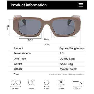 Stylish Verfimaci Rectangle Sunglasses with UV Protection