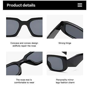 Stylish Verfimaci Rectangle Sunglasses with UV Protection