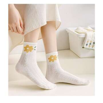 Flixxo 5 Pair Cute Women's Cottagecore Lace Ruffle Ankle Socks - Cable Knit Cotton Coquette Aesthetic Socks (Green, Onesize)