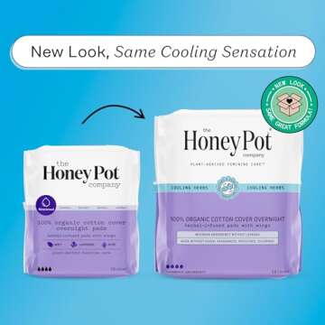 The Honey Pot Company - Herbal Pads for Women - Overnight w/Wings - Infused w/Essential Oils for Coo...