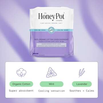 Honey Pot Herbal Overnight Pads - Cooling Effect & Organic Cotton