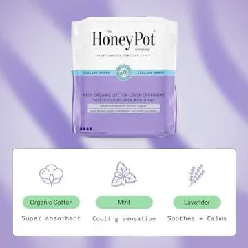 Honey Pot Herbal Overnight Pads - Cooling Effect & Organic Cotton