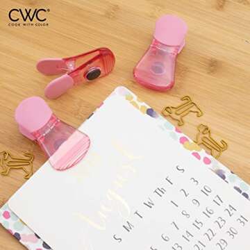 COOK WITH COLOR Bag Clip with Magnet- Chip Bag Clip, Sealing Food Clips, Plastic Clips for Food and Kitchen Storage, Chip Clip and Snack Bag Clips, 10 Pack, Pink