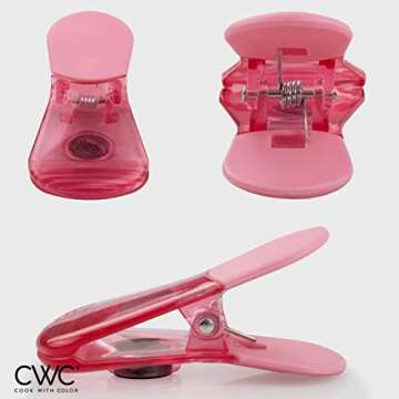 COOK WITH COLOR Bag Clip with Magnet- Chip Bag Clip, Sealing Food Clips, Plastic Clips for Food and Kitchen Storage, Chip Clip and Snack Bag Clips, 10 Pack, Pink