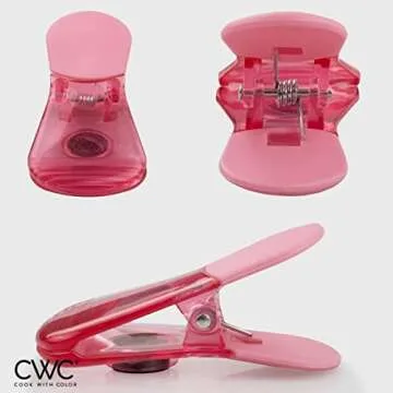 COOK WITH COLOR Bag Clip with Magnet- Chip Bag Clip, Sealing Food Clips, Plastic Clips for Food and Kitchen Storage, Chip Clip and Snack Bag Clips, 10 Pack, Pink