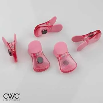 COOK WITH COLOR Bag Clip with Magnet- Chip Bag Clip, Sealing Food Clips, Plastic Clips for Food and Kitchen Storage, Chip Clip and Snack Bag Clips, 10 Pack, Pink