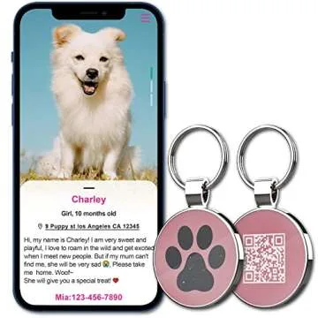 MYLUCKYTAG ID Tags Dog Tags - Pet Online Profile - Scan Receive Instant Location Alert Email