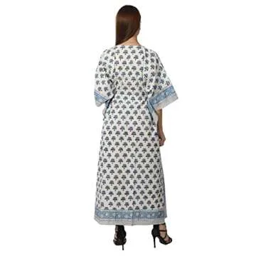 Kaftan Dresses for Women Long Plus Size- Block Prints - Free Size Kaftans for Women - Hand Block Printed Cotton Kaftans