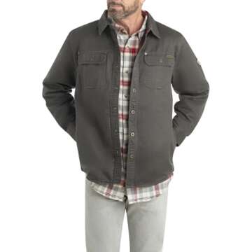 Legendary Whitetails Journeyman Shirt Jacket Flannel Lined Shacket for Men Water-Resistant Coat Rugged Fall Clothing, Tarmac, XX-Large Tall