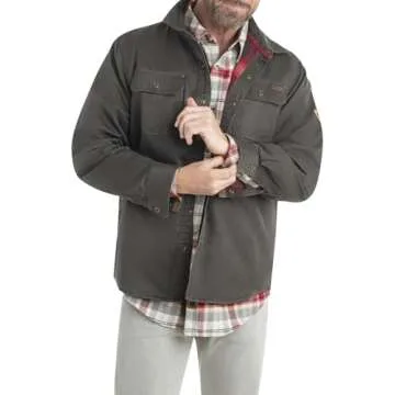 Legendary Whitetails Journeyman Shirt Jacket Flannel Lined Shacket for Men Water-Resistant Coat Rugged Fall Clothing, Tarmac, XX-Large Tall