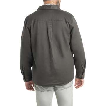 Legendary Whitetails Journeyman Shirt Jacket Flannel Lined Shacket for Men Water-Resistant Coat Rugged Fall Clothing, Tarmac, XX-Large Tall