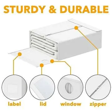 SpaceAid 8 Pack Bed Sheet Organizers and Storage, Foldable Sheet Organizer for Linen Closet, Sheets Set Folder Keeper with Window XL (Queen & King Size) Bedding Container (White, 8 Pack)