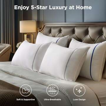Bedsure Hotel Pillows Queen Size Set of 2 - Luxury Soft & Supportive Queen Pillows 2 Pack for Sleepi...