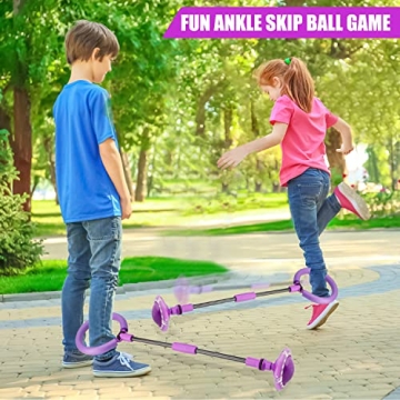 Chridark Ankle Skip Ball with LED Flash Wheel for Kids