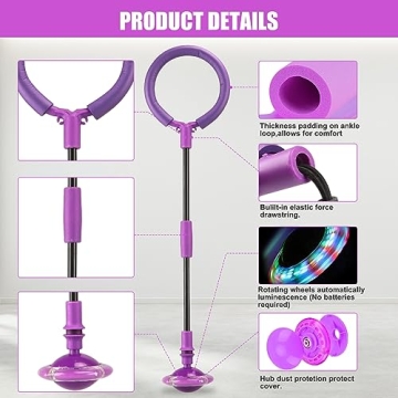 Chridark Ankle Skip Ball with LED Flash Wheel for Kids