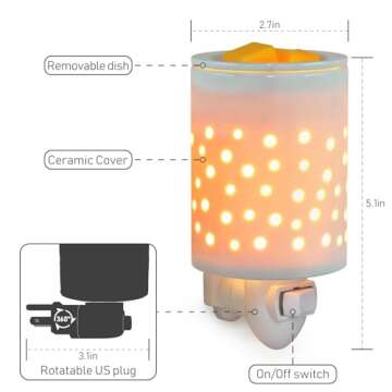 Bobolyn Plug in Wall Wax Melt Warmer Ceramic Electric Wax Burner Scented Essential Oil Burner Fragrance Melter for Kitchen Bathroom Home Decor White Halo House
