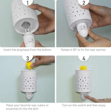 Bobolyn Plug in Wall Wax Melt Warmer Ceramic Electric Wax Burner Scented Essential Oil Burner Fragrance Melter for Kitchen Bathroom Home Decor White Halo House