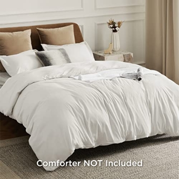 Bedsure Duvet Cover Queen Size Soft Double Brushed White