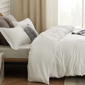 Bedsure Duvet Cover Queen Size Soft Double Brushed White