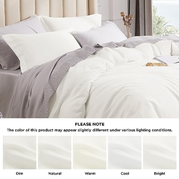 Bedsure Duvet Cover Queen Size Soft Double Brushed White