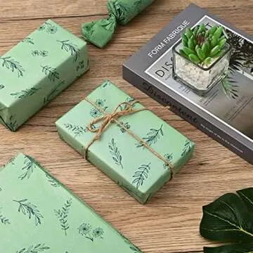 Bolsome 100 Sheets 20 * 14 Inches Botanical Print Tissue Paper for Gift Wrapping, Green Leaves Tissue Paper for Gift Bags Sage Green Boho Tissue for Birthday Wedding Baby Shower DIY Craft