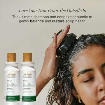 Raw Sugar Scalp Restore Hair Care Bundle, Shampoo and Conditioner Set with Jojoba, Aloe and Niacinamide, Formulated without Sulfates + Parabens