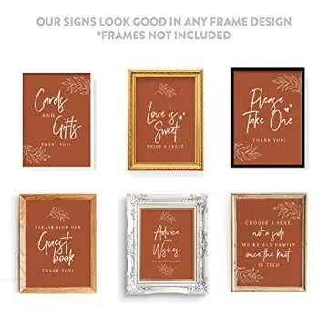Andaz Press Terracotta Line Design Wedding Signs Bundle Set for Ceremony, Reception Decor Signage, Includes Cards and Gifts, Reserved, Mr. & Mrs., Memorial, Guestbook, Favors Signs, 8.5 x 11, 30-Pack