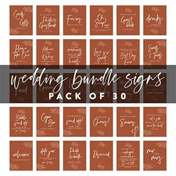Andaz Press Terracotta Line Design Wedding Signs Bundle Set for Ceremony, Reception Decor Signage, Includes Cards and Gifts, Reserved, Mr. & Mrs., Memorial, Guestbook, Favors Signs, 8.5 x 11, 30-Pack