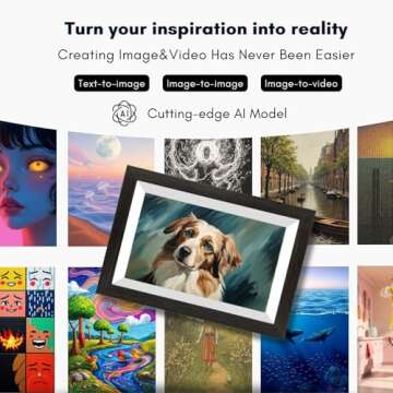 BLOOMIN8 AI Digital Frame - Image&Video Generated, AI Enhanced, Best Gift, Share Photos/Videos Remotely, Auto-Rotate, Wall Mountable, Touch Screen, Free App, 10.1Inch HD (Dark Wood)