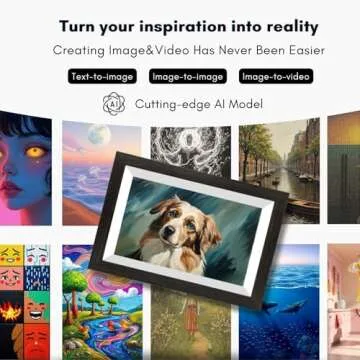 BLOOMIN8 AI Digital Frame - Image&Video Generated, AI Enhanced, Best Gift, Share Photos/Videos Remotely, Auto-Rotate, Wall Mountable, Touch Screen, Free App, 10.1Inch HD (Dark Wood)