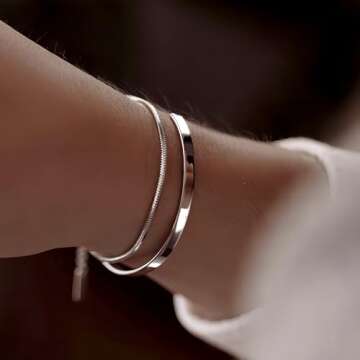 Moodear Stackable Bracelets for Men - Elegant Silver Jewelry