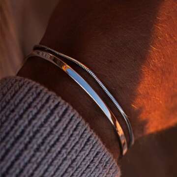 Moodear Stackable Bracelets for Men - Elegant Silver Jewelry