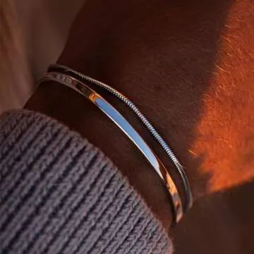 Moodear Stackable Bracelets for Men - Elegant Silver Jewelry