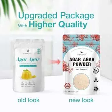 Agar Agar Powder, Vegan Unflavored Gelatin Substitute, Non-GMO, Gluten Free, No Additives and Preservatives, 4oz