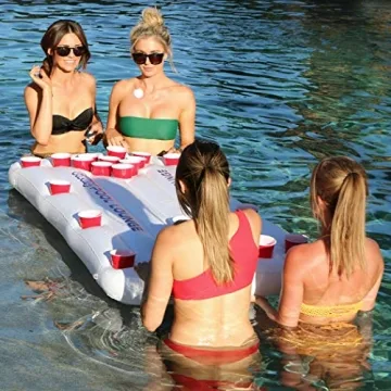 GoPong Inflatable Beer Pong Table for Pool Fun