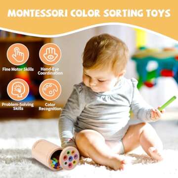 YHHYTOY Montessori Toys for 1+ Year Old, Toddler 18 Month Old Toys Color Sorting Preschool Learning ...