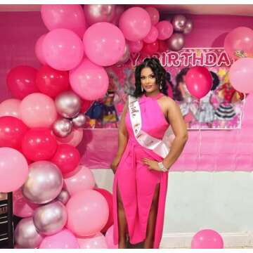 Pink Balloons Metallic Pink Balloon, 60Pcs 12Inch Chrome Pink Balloons Deep Light Pink Balloons Pearl Pink Balloons Hot Pink Latex Balloons for Birthday Wedding Baby Shower Party Decoration