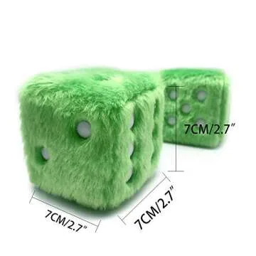 YGMONER Pink Fuzzy Dice for Rear View Mirror, Pair of 2.75" Plush Dice Retro Hanging Ornaments Car Interior Rearview Mirror Decor Accessories (Green)