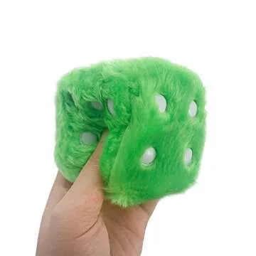 YGMONER Pink Fuzzy Dice for Rear View Mirror, Pair of 2.75" Plush Dice Retro Hanging Ornaments Car Interior Rearview Mirror Decor Accessories (Green)