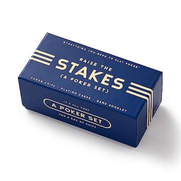 Brass Monkey Raise The Stakes – Classic Poker Starter Game Set with 100 Poker Chips Dealer Marker and Designed Deck of Cards, Suitable for 2+ Players, Great for Beginners!