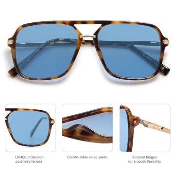 Stylish SOJOS Retro Aviator Sunglasses with UV Protection