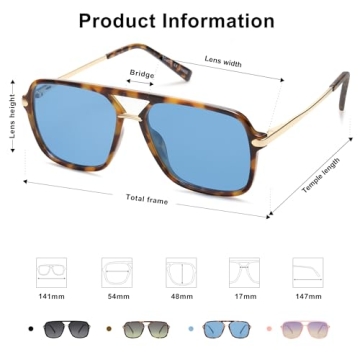 Stylish SOJOS Retro Aviator Sunglasses with UV Protection