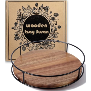 Acacia Wood Lazy Susan Turntable for Kitchen Organization