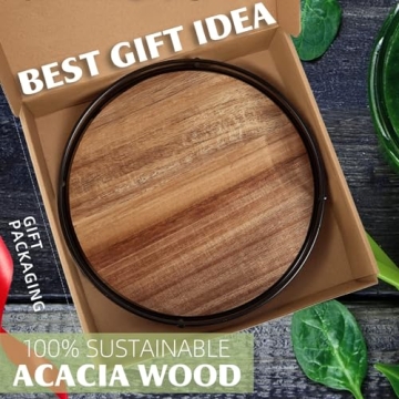 Acacia Wood Lazy Susan Turntable for Kitchen Organization