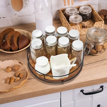 Acacia Wood Lazy Susan Turntable for Kitchen Organization