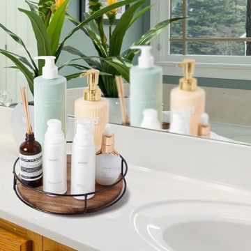 Acacia Wood Lazy Susan Turntable for Kitchen Organization