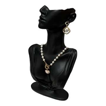 Papinimo Set of 2 Resin Jewelry Mannequin Bust Set Necklace Display Hand Mannquin Ring Holder Earrin...